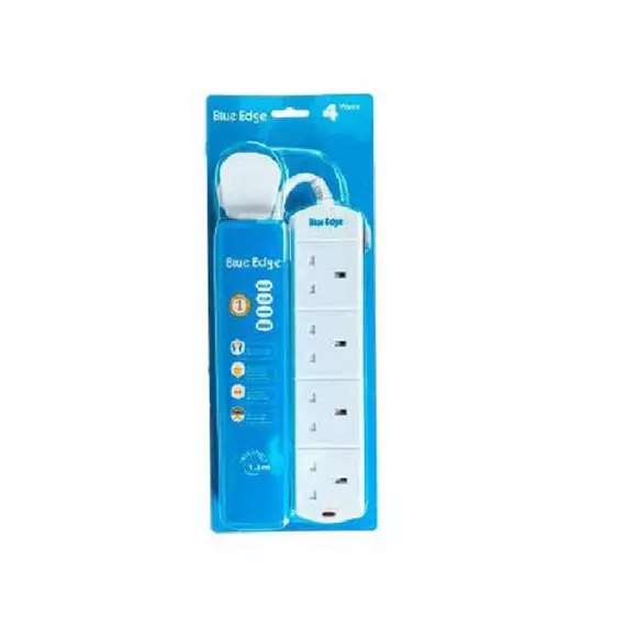 Blue Edge Socket Surge Protection 4 Way UK Plug URB-8K