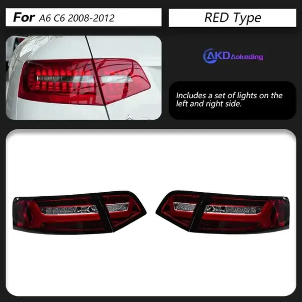 LED Rear Lamp LED DRL Assembly Upgrade Compatible With Audi A6 C6 2008-2012