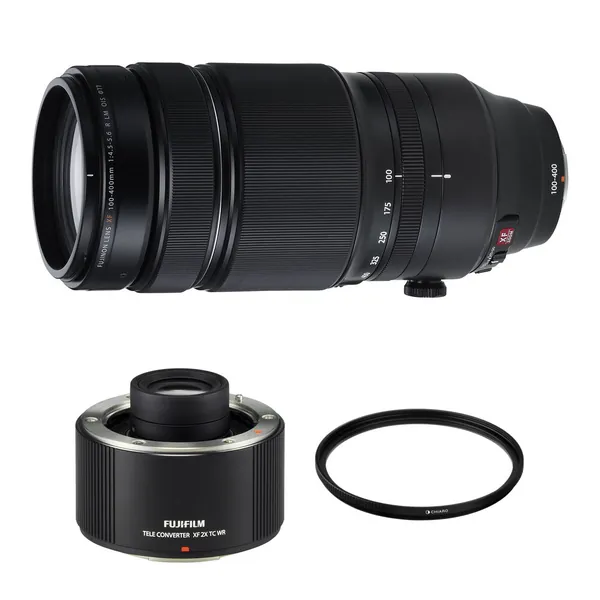 FUJIFILM XF 100-400mm f/4.5-5.6 R LM OIS WR Lens with 2x Teleconverter and UV Filter Kit
