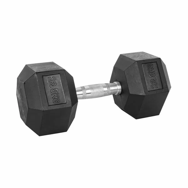 Shen Commercial Rubber Hexagonal Dumbbell 22.5kg with Chrome Handle
