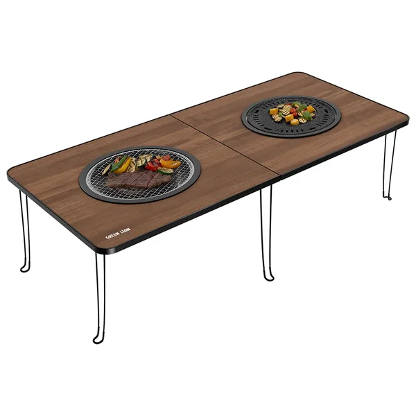 Green Lion Fold Grill Mate Camping BBQ Table - Wood