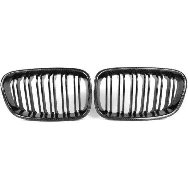 Front Bumper Grill Carbon Fiber Look CC-1528 Compatible With Bmw 1 Series F20 2011-2014