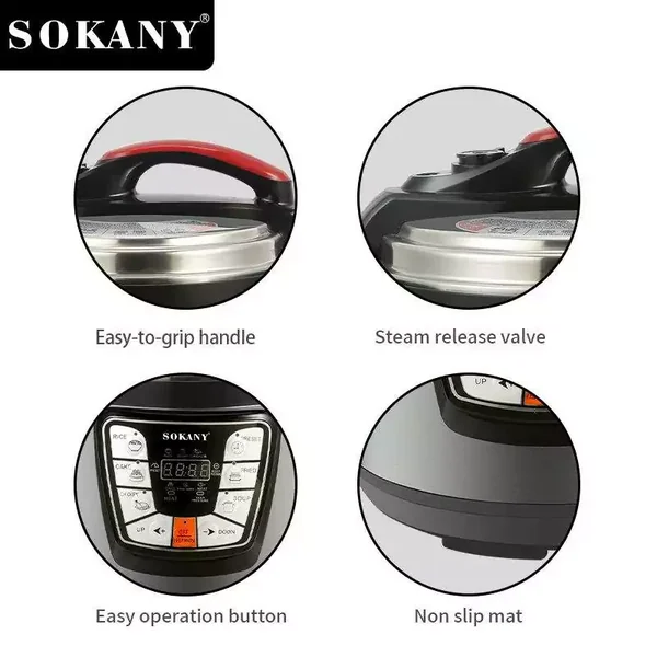Sokany Pressure Cooker Multifunctional 6L 1000W Overheat Protection With Touch Screen SK-2401