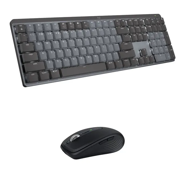 Logitech MX Wireless Mechanical Keyboard and Anywhere 3S Mouse Kit (Tactile Quiet, Grey/Black)
