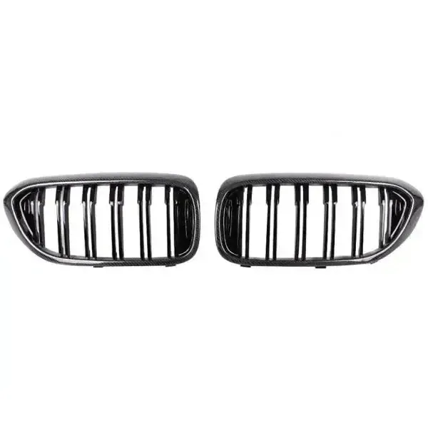 Front Bumper Grill Carbon Fiber Look CC-1577 Compatible With Bmw 5 Series G30 2017-2020