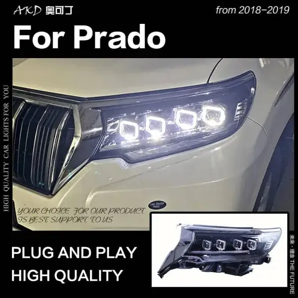 LED Headlight Projector Lens DRL Compatible With Toyota Prado Land Cruiser Prado 2018-2020