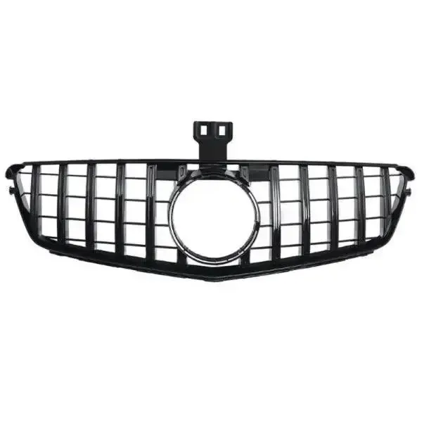 Front Bumper Show Grill Gtr Black CC-1712 Compatible With Mercedes Benz C Class W204 2007-2014