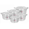 Nadstar8 Cookware Set 5Pcs Set With Lid & Handle Metal Finish Sufuria 4L, 5.5L, 7L, 9L, 12L 2x6
