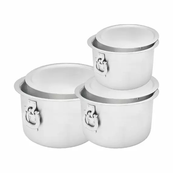 Nadstar8 Aluminium Sufuria 3pcs with Lid & Handle 50L, 55L, 65L Cookware Set Tope Cooking Pot for Commercial Use - Gauge 8 Kitchen Heavy Duty Tapela