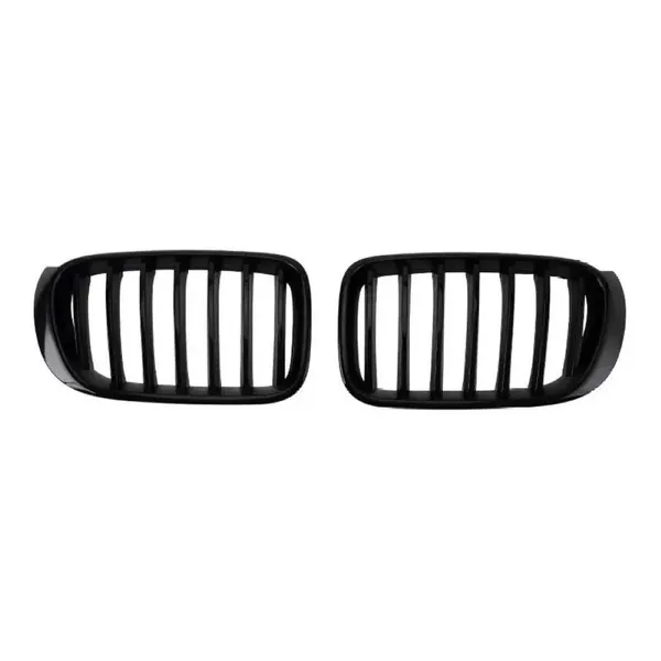 Front Bumper Carbon Fiber Look Single Bar Slate Show Grill CC-6045 Compatible With Bmw X3 X4 F25 F26 Lci 2014-2018