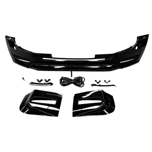 Front Bumper Lip Splitter Skirts Splitter 2 Led CC-7109 Compatible With Range Land Rover Defender 90/110 L663 Lr129997 2020+