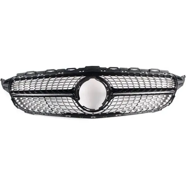 Front Bumper Grill Diamond Black Lci Without Camera Hole CC-1722 Compatible With Mercedes Benz C Class W205 2019-2022