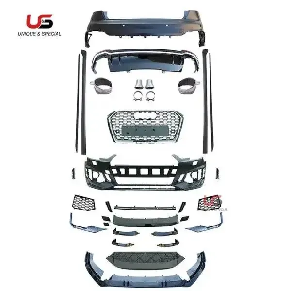 Auto Body Kit Modified to RS4 Style Front Bumper with Grille PP Material Compatible With Audi A4 B9 2017-2019