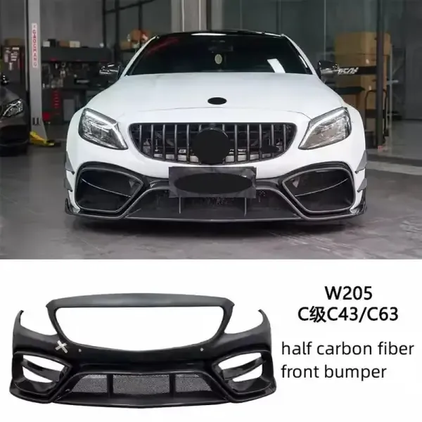 Body Kit Wide Body Modified Front Rear Bumper Tail Wing Rear Lip Assembly Auto Accessories Compatible With Mercedes-Benz C-Class W205 C43 C63