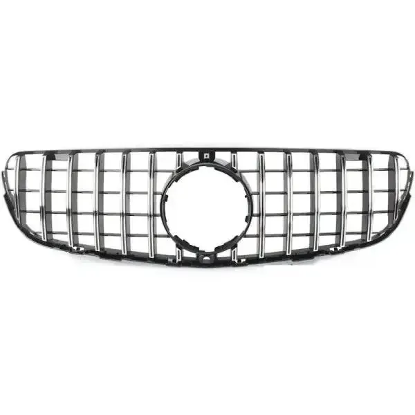 Front Bumper Panamericana Grill W253 Grill Gtr Silver CC-1769 With Camera Hole Compatible With Mercedes Glc W253 X256 2015-2019