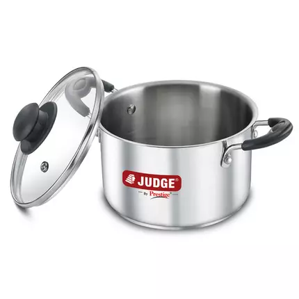 Judge Classic Stainless Steel Casserole with Glass Lid - 20cm (3L) Gas and Induction Compatible - Cook & Serve 37269