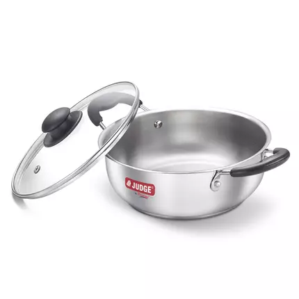 Judge Classic Stainless Steel Kadhai with Lid - 20cm (1.9L) Gas and Induction Compatible 37270