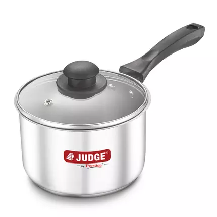 Judge Classic Stainless Steel Sauce Pan with Glass Lid - 16cm (2L) Gas and Induction Compatible 37267