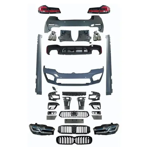 Upgrade Facelift Convert Bodykit To G30 Lci F90 2021-2024 M5 M Sports Bumper Headlight Taillight Side Skirts Diffuser Exhaust Tips Hood CC-5835 Compatible With BMW 5 Series G30 2018-2020