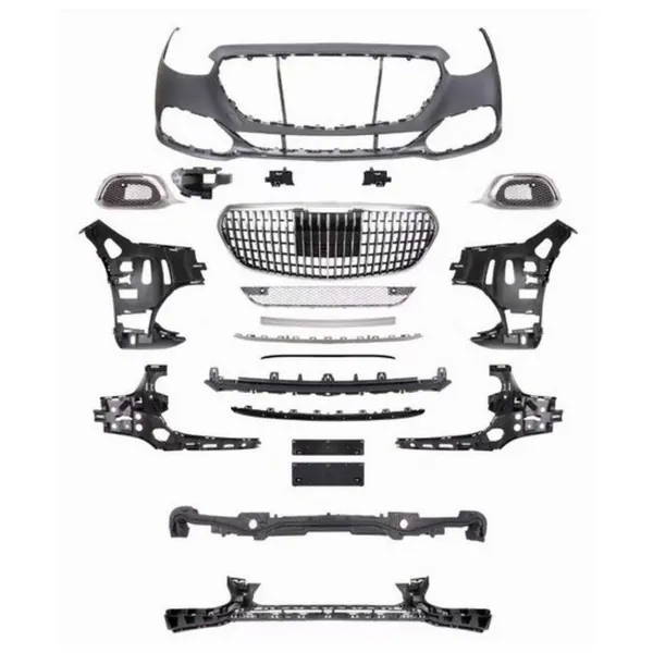 Front Bumper Upgrade Convert To Maybach Mhb S680 Fog Grill Bumper Bodykit Gc W223-001 CC-9714 Compatible With Mercedes Benz S Class W223 2021-2025
