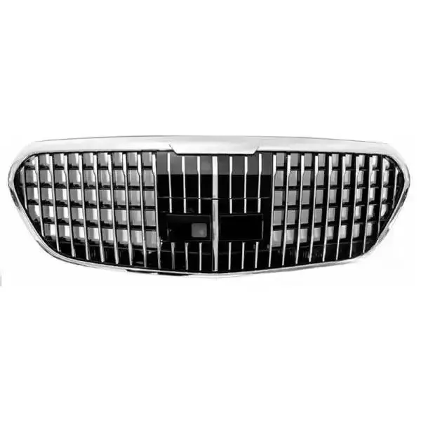 Front Bumper Grill Panamericana Grill Maybach Silver With Camera Hole CC- Compatible With Mercedes S Class W223 2020-2023 Maybach Brabus Sports Gt Amg