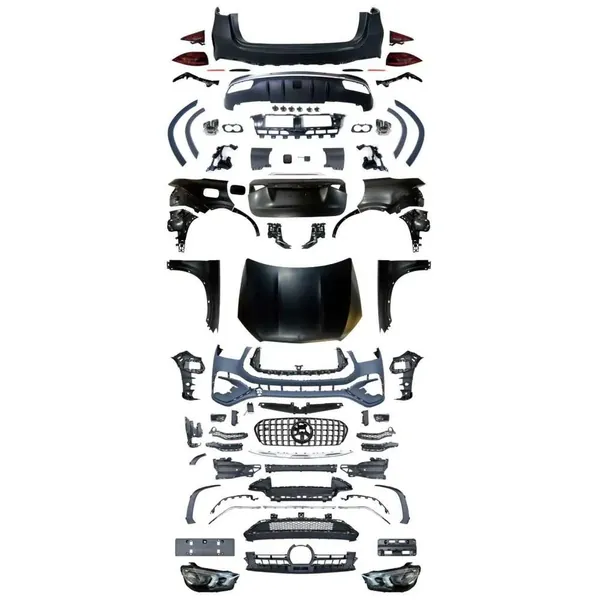 Upgrade Facelift Covert To 2023+ Gle53 Lci Amg Bodykit Bumper Grill Diffuser Headlight Taillight Hood Fender After Lip 1:1 CC-8529 Compatible With Mercedes Benz Ml Gle W166 2012-2019