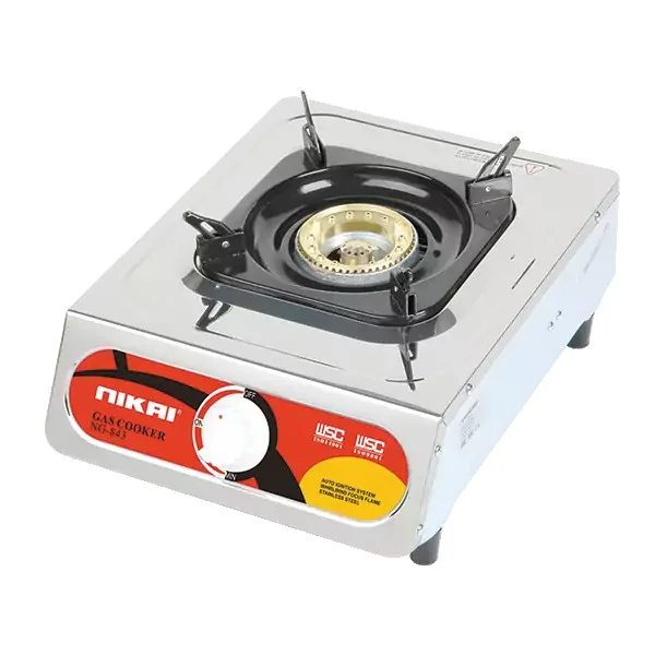 Nikai Gas Cooker 1 Burner Stainless Steel Blue Flame with High Efficiency, Stainless Steel Body, Full Safety Features NG843