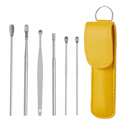 Portable Ear Wax Removal Kit with Leather Case - Ear Cleaning Tool Set