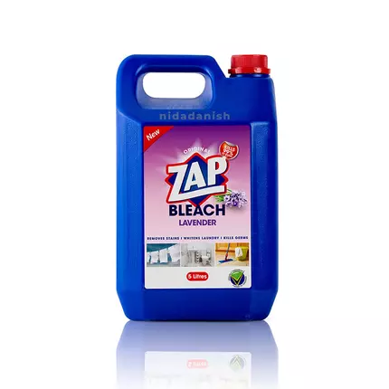 Zap Bleach for Laundry, Bathroom Fixtures, Kitchen & Floor Tiles Lavender 5L (Pack of 4Pcs)