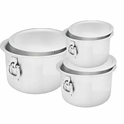 Nadstar8 Aluminium Sufuria 3pcs with Lid & Handle 210L, 250L, 300L Cookware Set Tope Cooking Pot for Commercial Use - Gauge 6 Kitchen Heavy Duty Tapela