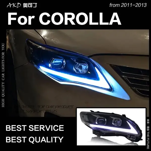 LED Headlight LED DRL Hid Bi Xenon Compatible With Toyota Corolla Altis 2011-2013