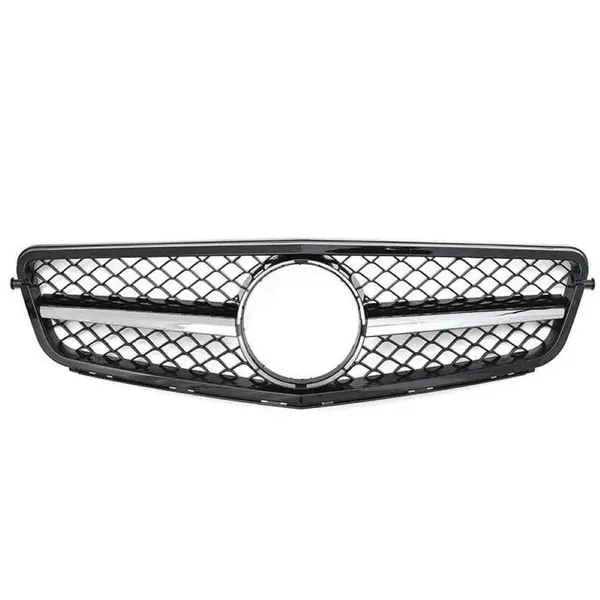 Upgrade Front Bumper Amg Show Grill Black Silver Gc W204-004 CC-9635 Compatible With Mercedes Benz C Class W204 2007-2014