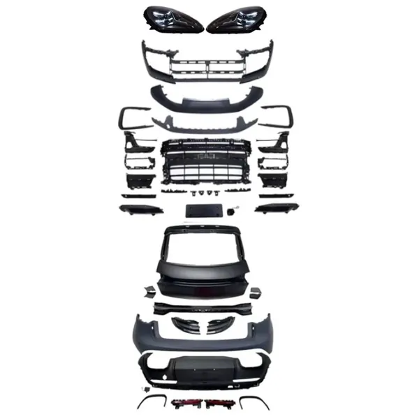 Upgrade Facelift Convert To 2024 95b.3 Body Kit Bodykit Through Taillight Laser Headlight Plug And Play Hood Bumper Red CC-7955 Compatible With Porsche Macan 2014-2017 95b 95b.1 95 B.2