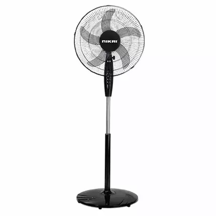 Nikai Stand Fan 16" 3 Speed 45 W Plastic Blade 5 Leaf “AS” Transparent Blades 60 Minutes Timer Wide Angle Horizontal Oscillation NPF1631T