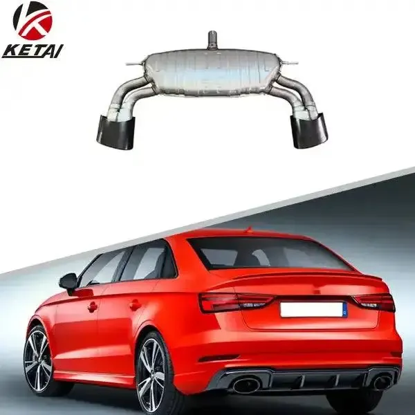 S-Line RS3 Style Rear Bumper Exhaust Body Accessories Compatible With AUDI A3 Sedan 2017-2020