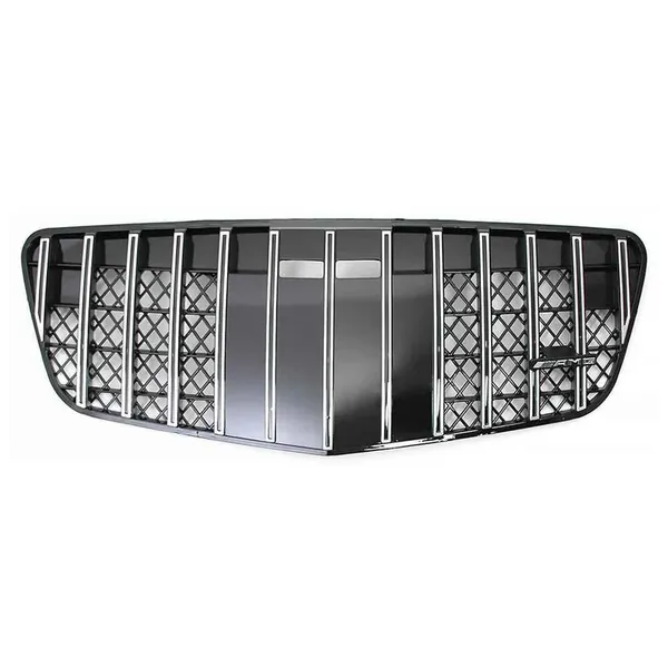 Front Bumper Upgrade Convert To Amg C63 Show Grill Gtr Silver GC CC-9483 Compatible With Mercedes Benz E Class W211 2007-2009