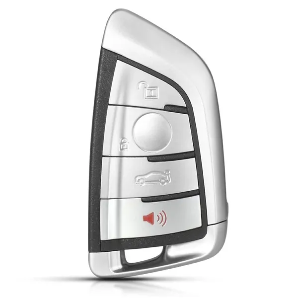 Upgrade Key Cover Case To New Style Car Key Cover Shell With Blade 4 Button Silver Bm-ks-42 CC-9439 Compatible With BMW 1 2 3 4 5 6 7 X1 X3 X4 X5 X6 X7 Z4 Series