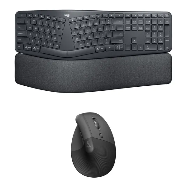 Logitech Wireless ERGO K860 Split Keyboard & Lift Vertical Mouse Productivity Kit