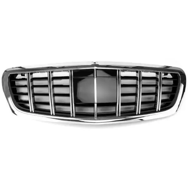 Front Bumper Grill Maybach Brabus Sports Gt Amg Front Bumper Panamericana Grill W222 Grill Maybach Silver CC-1807 Compatible With Mercedes S Class W222 2014-2020