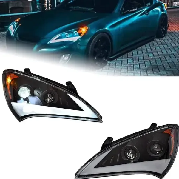 Angel Eye Headlight LED DRL Signal Hid Compatible With Hyundai Genesis Coupe 2009-2012