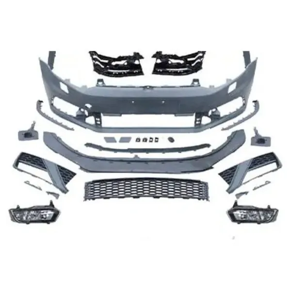 Upgrade Facelift Convert To Gti Line Style Front Bumper Bodykit Fog Lamp Light Grill Mesh Front CC-7222 Compatible With Vw Volkswagen Polo 2010-2024