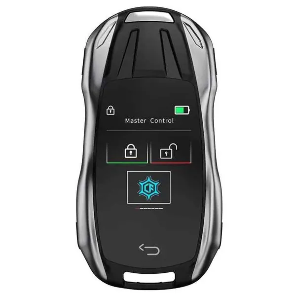 Lcd Led Smart Keyless Key Cf828 Silver CC-9361 Compatible With Audi Bmw Mercedes Jaguar Range Rover Porsche Volkswagen Skoda Volvo Nissan Jeep Maruti Toyota Hyndai Kia Ferrari Lamborghini Mini Cooper