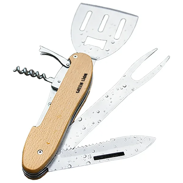 Green Lion Multifunction BBQ Tool Set - Wood