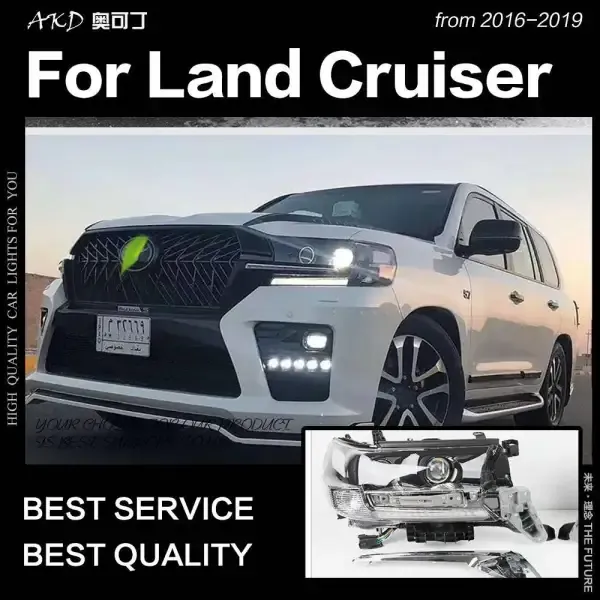 LED Headlight DRL Hid Bi Xenon Compatible With Toyota Land Cruiser LC200 2016-2019