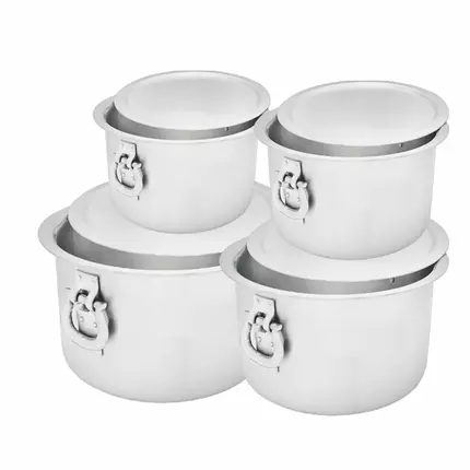 Nadstar8 Aluminium Sufuria 4pcs with Lid & Handle 55L, 65L, 75L, 85L Cookware Set Tope Cooking Pot for Commercial Use - Gauge 7 & 8 Kitchen Heavy Duty Tapela