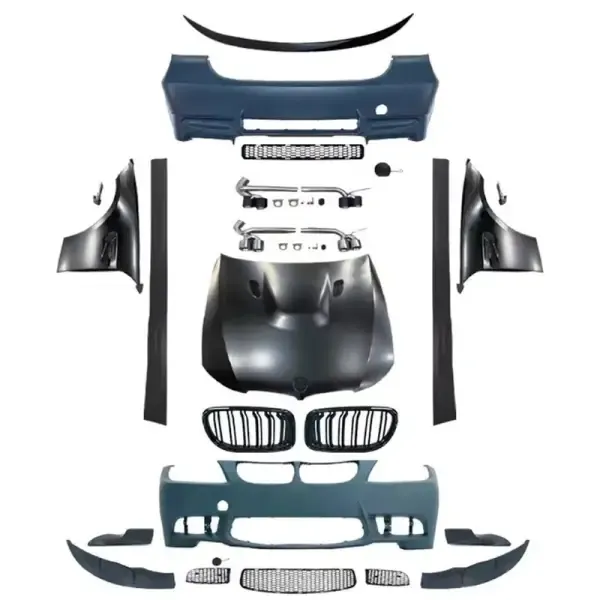 Upgraded Bodykit Facelift To E90 M3 M Sports Body Kit Bumper Fender Hood Exhaust Spoiler Lip Side Skirts CC-5015 Compatible With BMW 3 Series E90 2008-2012 Lci