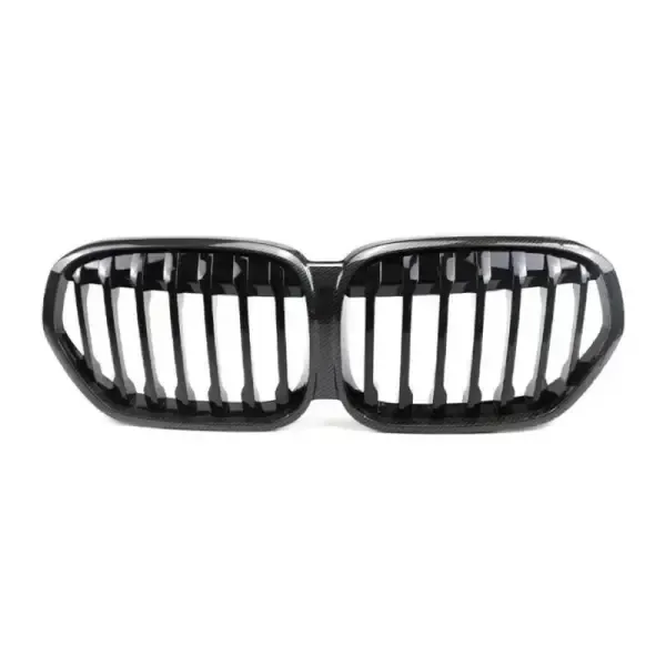 Front Bumper Show Grill Carbon Fiber Look Single Line CC-3105 Compatible With Bmw X1 F48 2019-2023