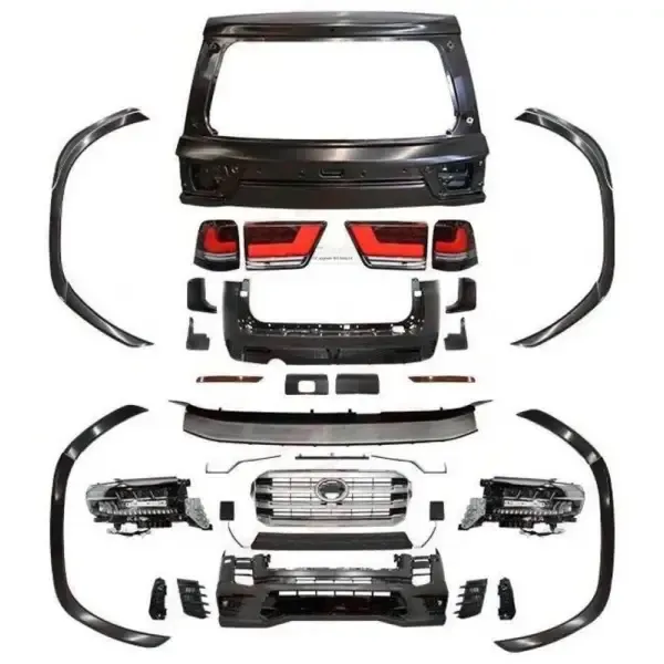 Upgrade Facelift Convert To Lc300 Body Kit Side Skirts Splitter Spoiler Front Lip Diffuser Headlight Taillight Hood Lc300 Style CC-5480 Compatible With Toyota Land Cruiser Lc200 2016-2020