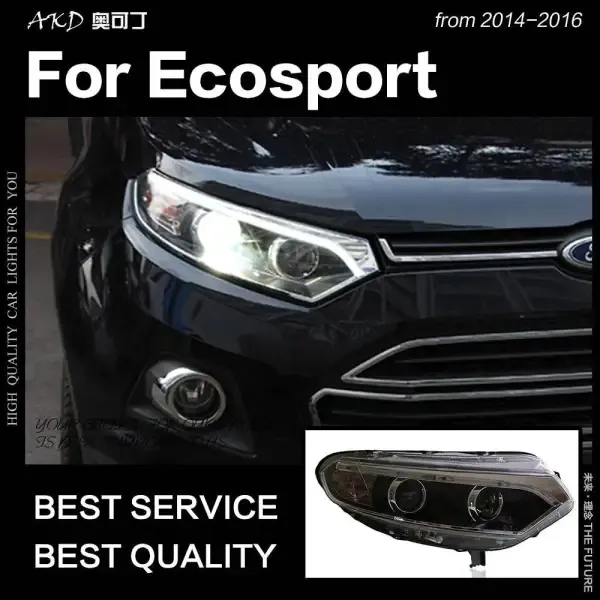 LED Headlight DRL Hid Head lamp light Angel Eye Bi Xenon Beam Compatible With Ford Ecosport 2014 up