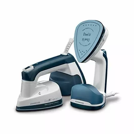 Kenwood 2-in-1 Garment Steamer + Steam Iron 1000W with Rotary Plate, Ceramic Soleplate, LED Light GSP40.000WB
